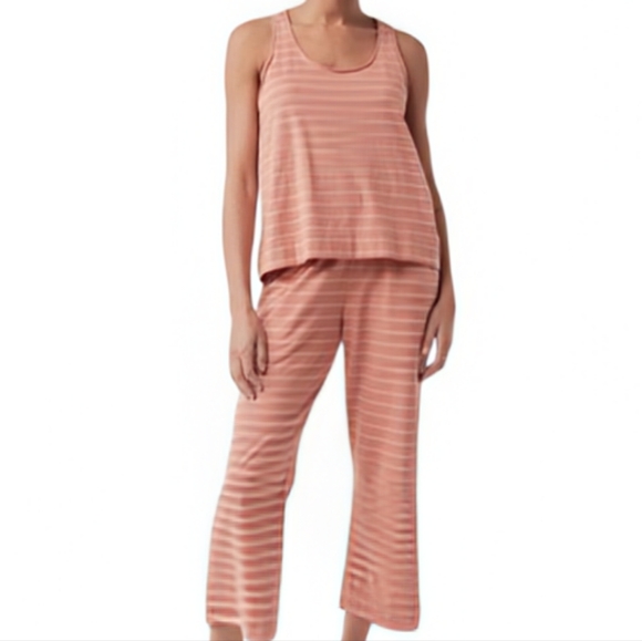 Pact Organic All Ease Sleep Set Cotton Tank and Capris Pajama Set Women's size L - Picture 1 of 16